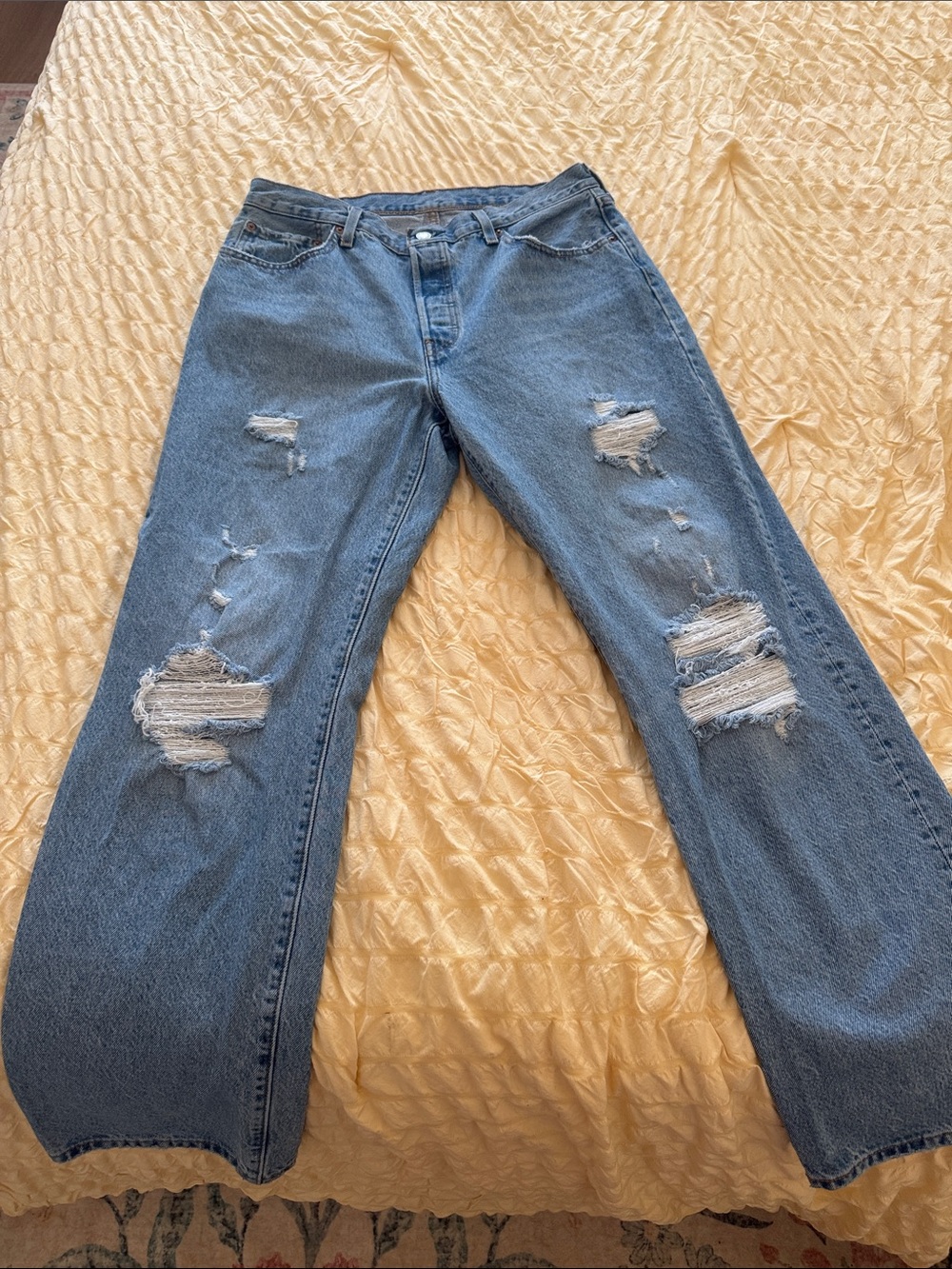 Levi's Light Blue Distressed Flare Jeans